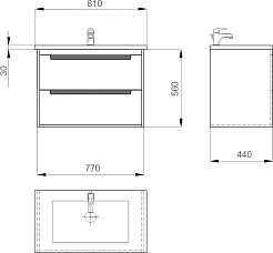Ceruttispa Тумба с раковиной Мессина 80 подвесная – фотография-4